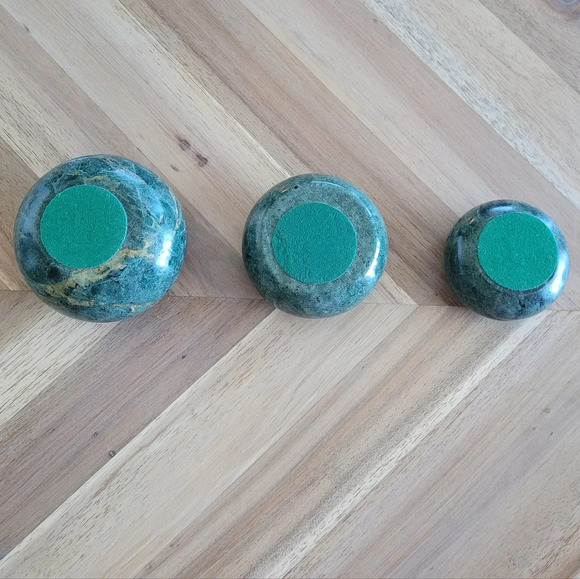 MCM Vintage Stone Green Marble Tealight Candle Holders  - Romantic Retro - Picture 4 of 4